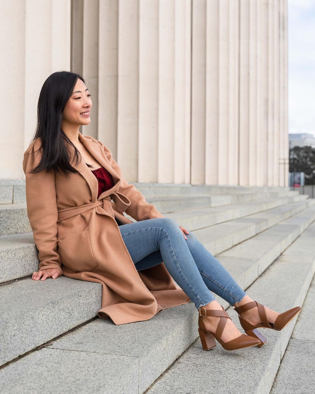 Debbie Strap Block Heels Tan Heels by Sole Shoes NZ H4-36