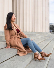 Debbie Strap Block Heels Tan Heels by Sole Shoes NZ H4-36