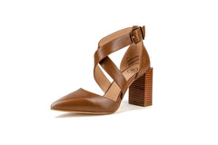 Debbie Strap Block Heels Tan Heels by Sole Shoes NZ H4-36