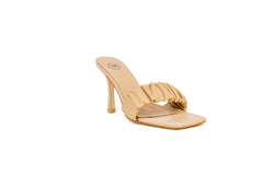 Julia Ruffled Mule Nude Heels by Sole Shoes NZ H19-36