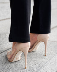 Lizzy Leather Heels Nude Heels by Sole Shoes NZ H15-37