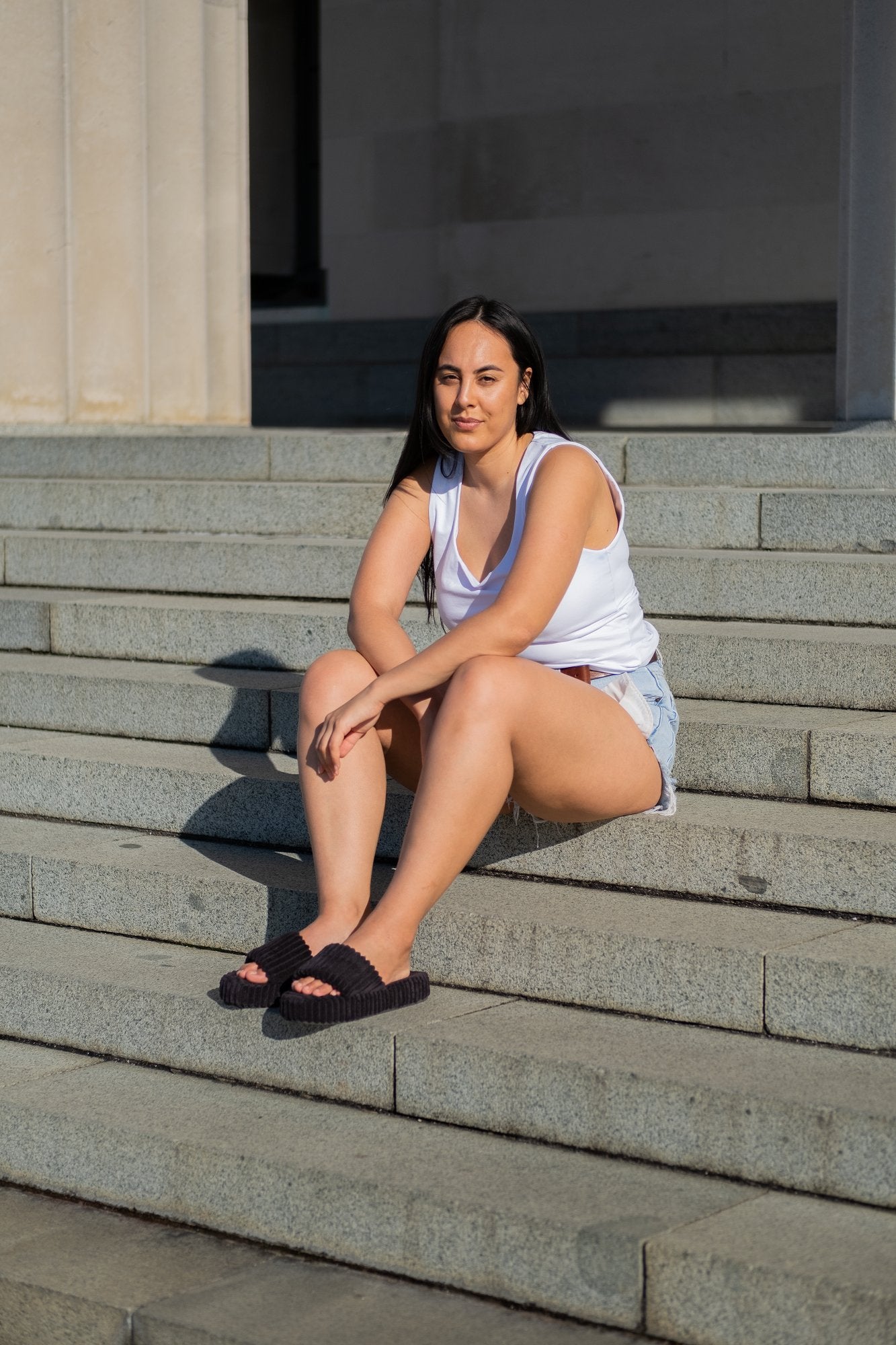 Loft Platform Slides Black Flats by Sole Shoes NZ F25B-35