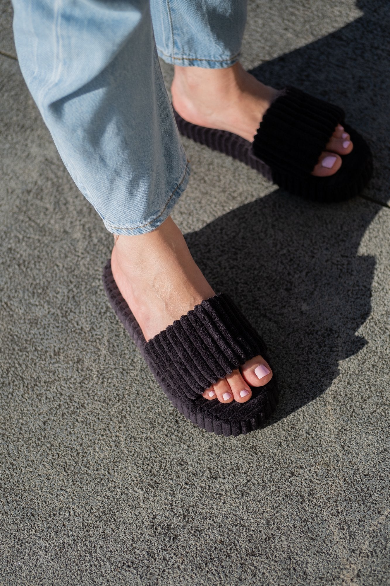 Loft Platform Slides Black Flats by Sole Shoes NZ F25B-35