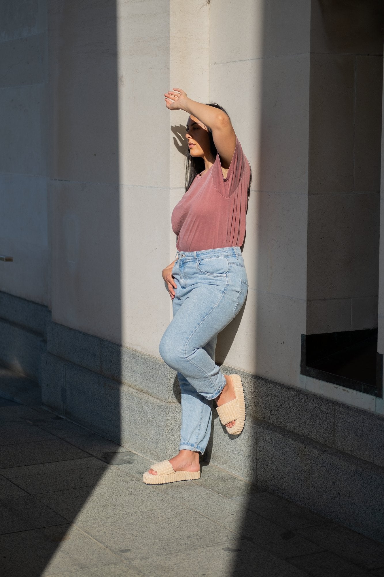 Loft Platform Slides Nude Flats by Sole Shoes NZ F25N-35