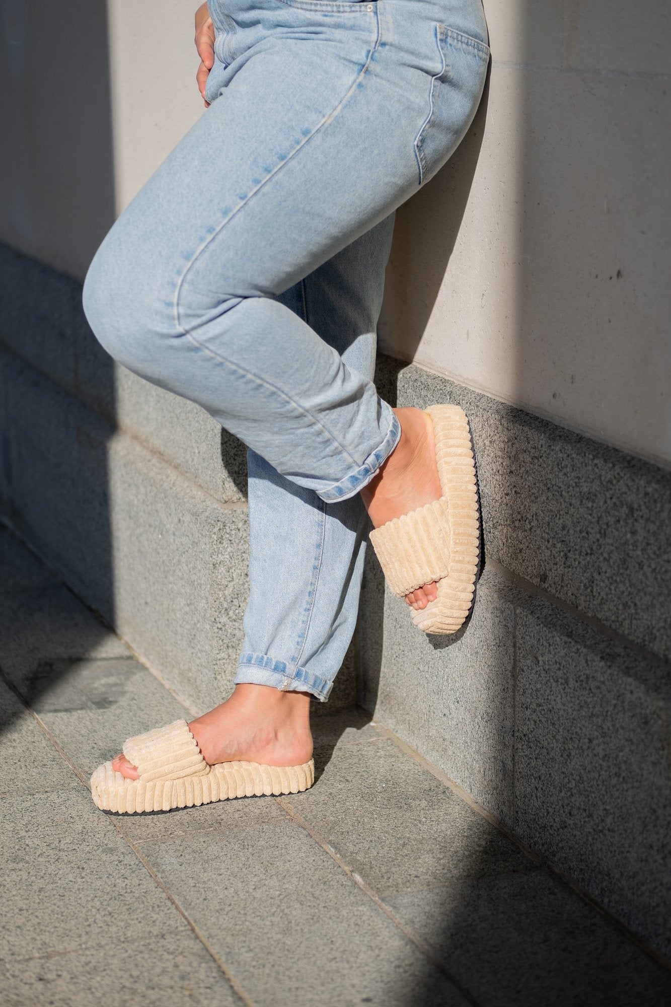 Loft Platform Slides Nude Flats by Sole Shoes NZ F25N-35