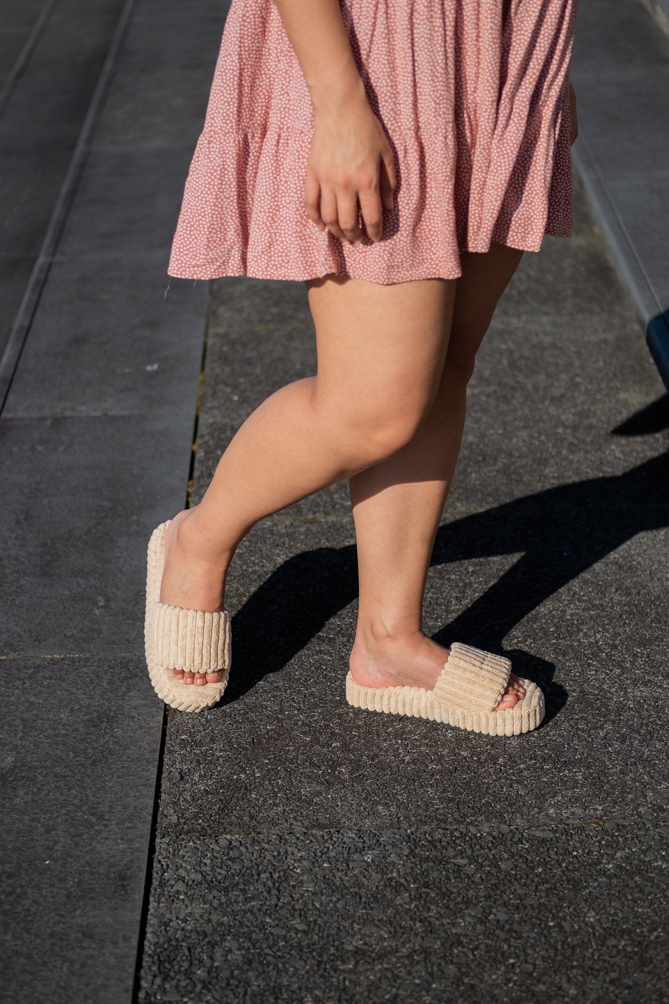 Loft Platform Slides Nude Flats by Sole Shoes NZ F25N-35