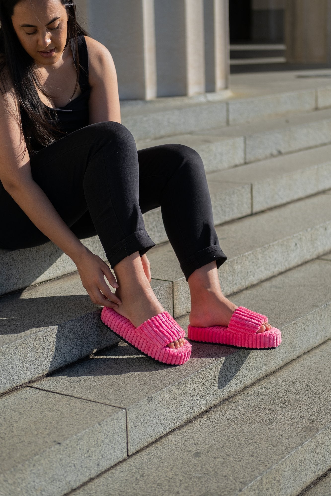 Loft Platform Slides Rose Flats by Sole Shoes NZ F25R-35