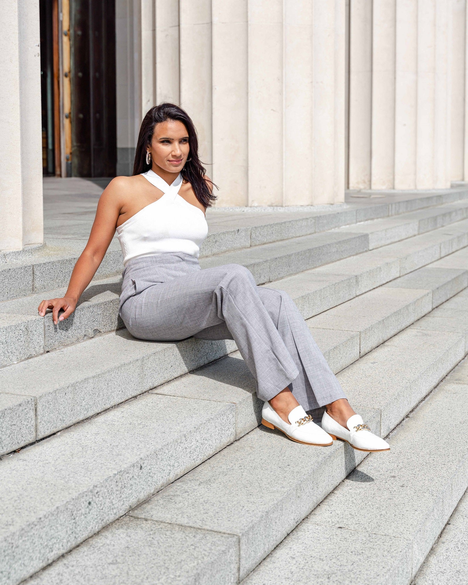 Lux Loafer White Flats by Sole Shoes NZ F11-35