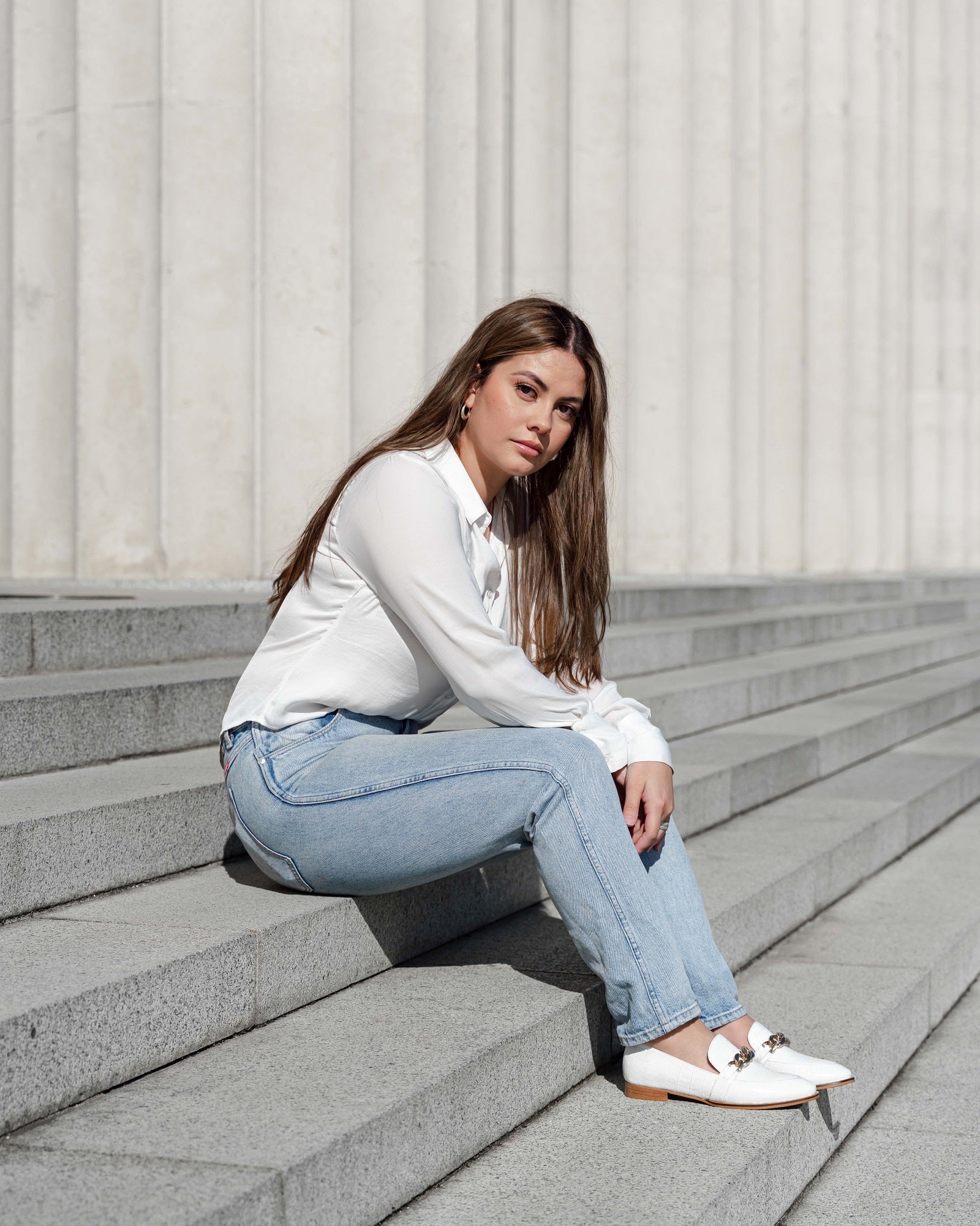 Lux Loafer White Flats by Sole Shoes NZ F11-35