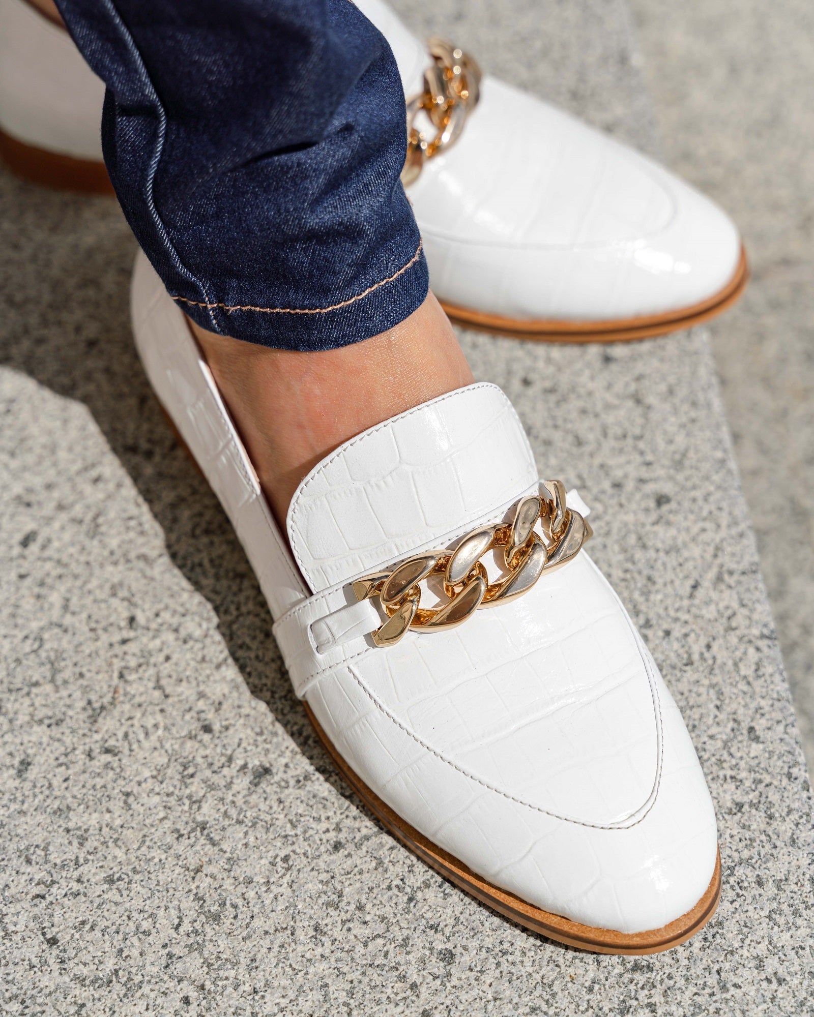 Lux Loafer White Flats by Sole Shoes NZ F11-35