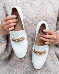 Lux Loafer White Flats by Sole Shoes NZ F11-35