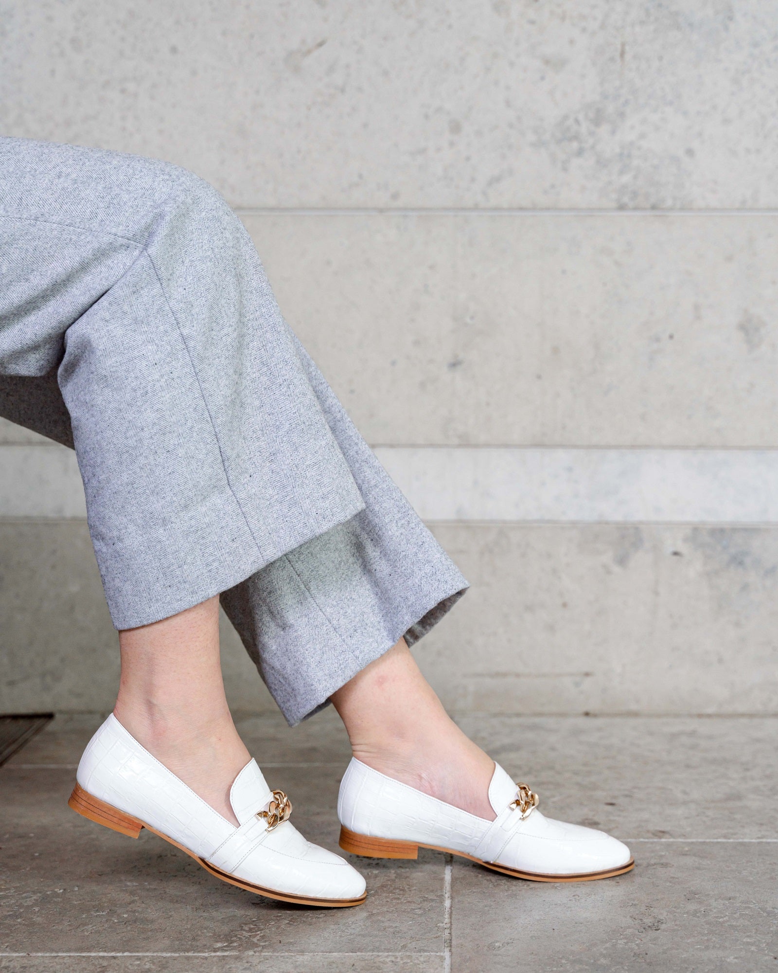 Lux Loafer White Flats by Sole Shoes NZ F11-35