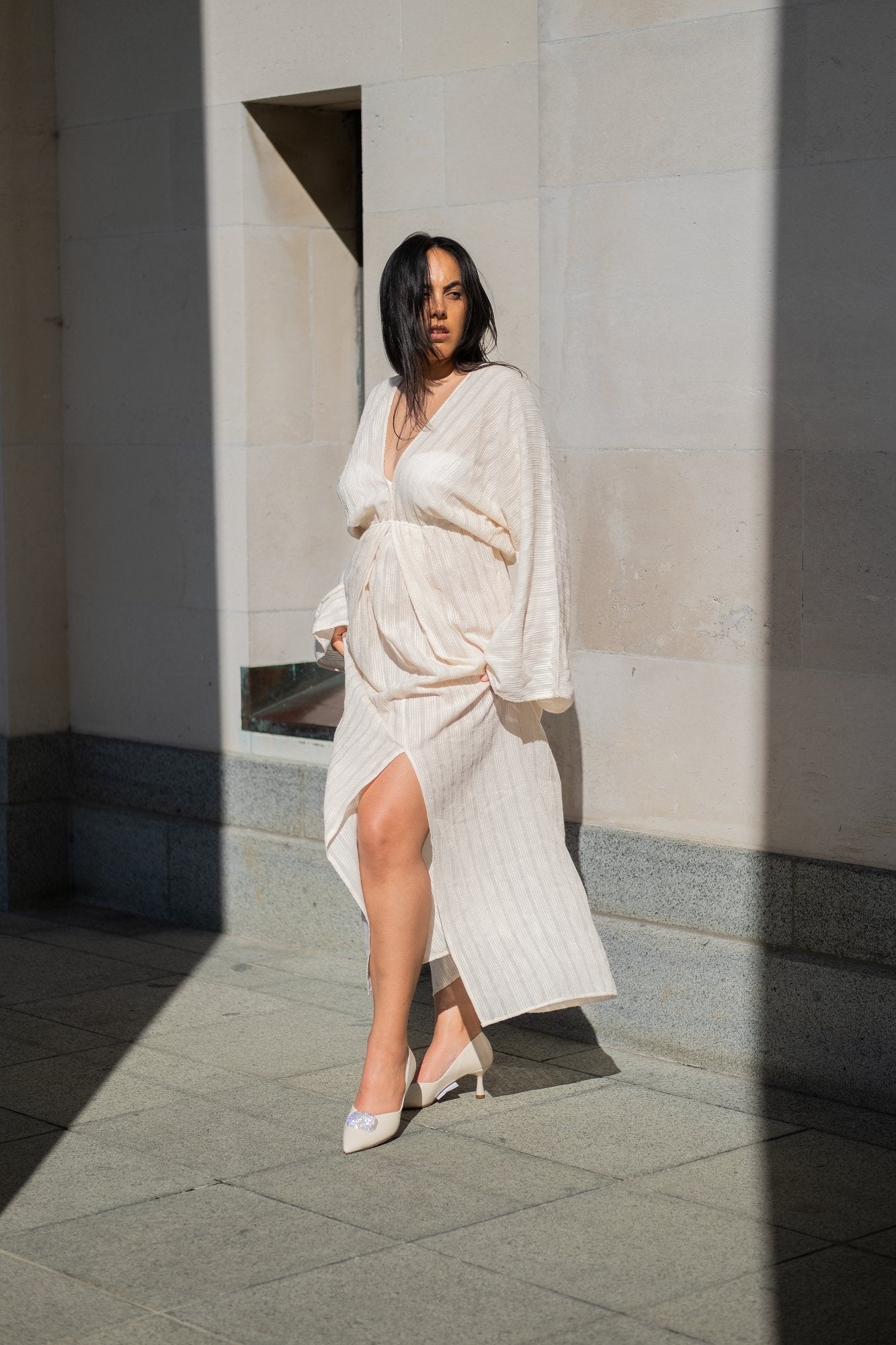 Macy Kitten Heel Cream Heels by Sole Shoes NZ H30C-36