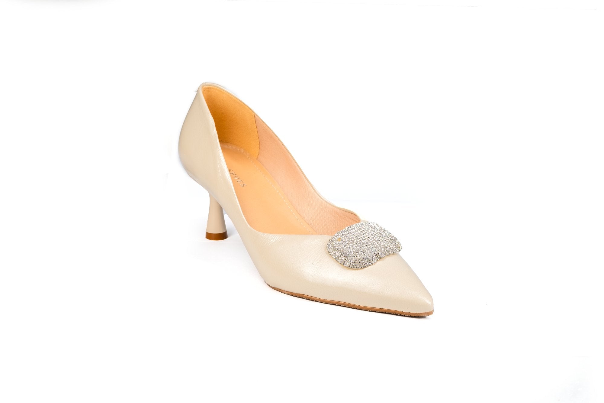 Macy Kitten Heel Cream Heels by Sole Shoes NZ H30C-36