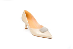 Macy Kitten Heel Cream Heels by Sole Shoes NZ H30C-36