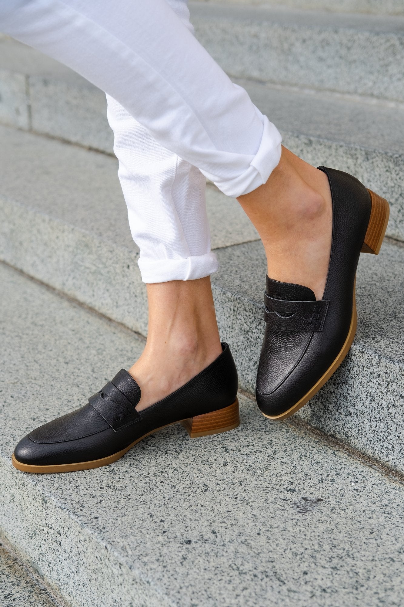 Marcel Leather Loafer Black Flats by Sole Shoes NZ F24-36