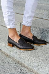Marcel Leather Loafer Black Flats by Sole Shoes NZ F24-36