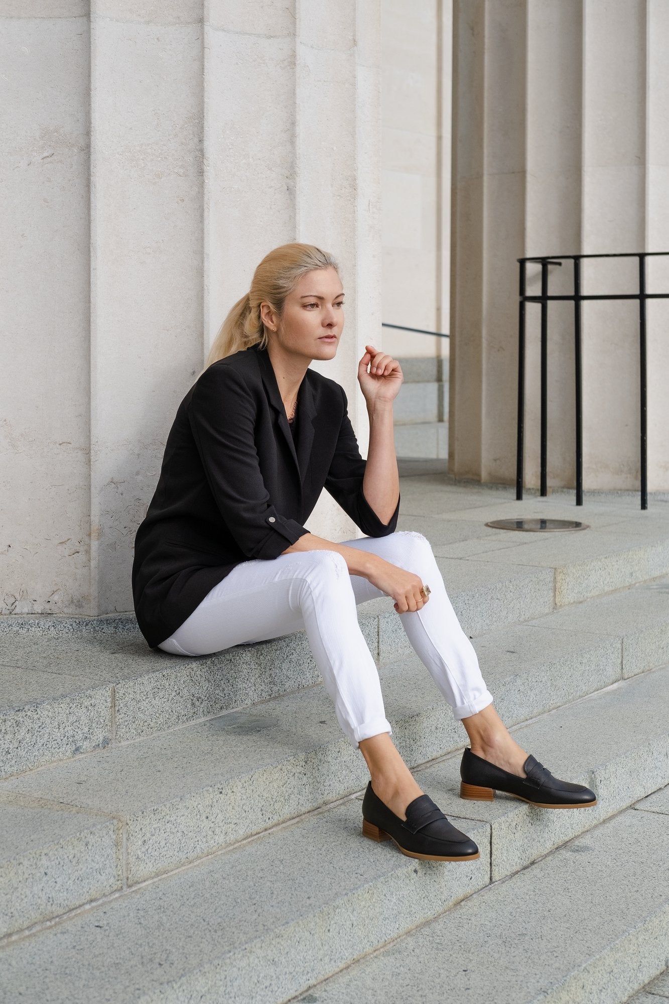 Marcel Leather Loafer Black Flats by Sole Shoes NZ F24-36