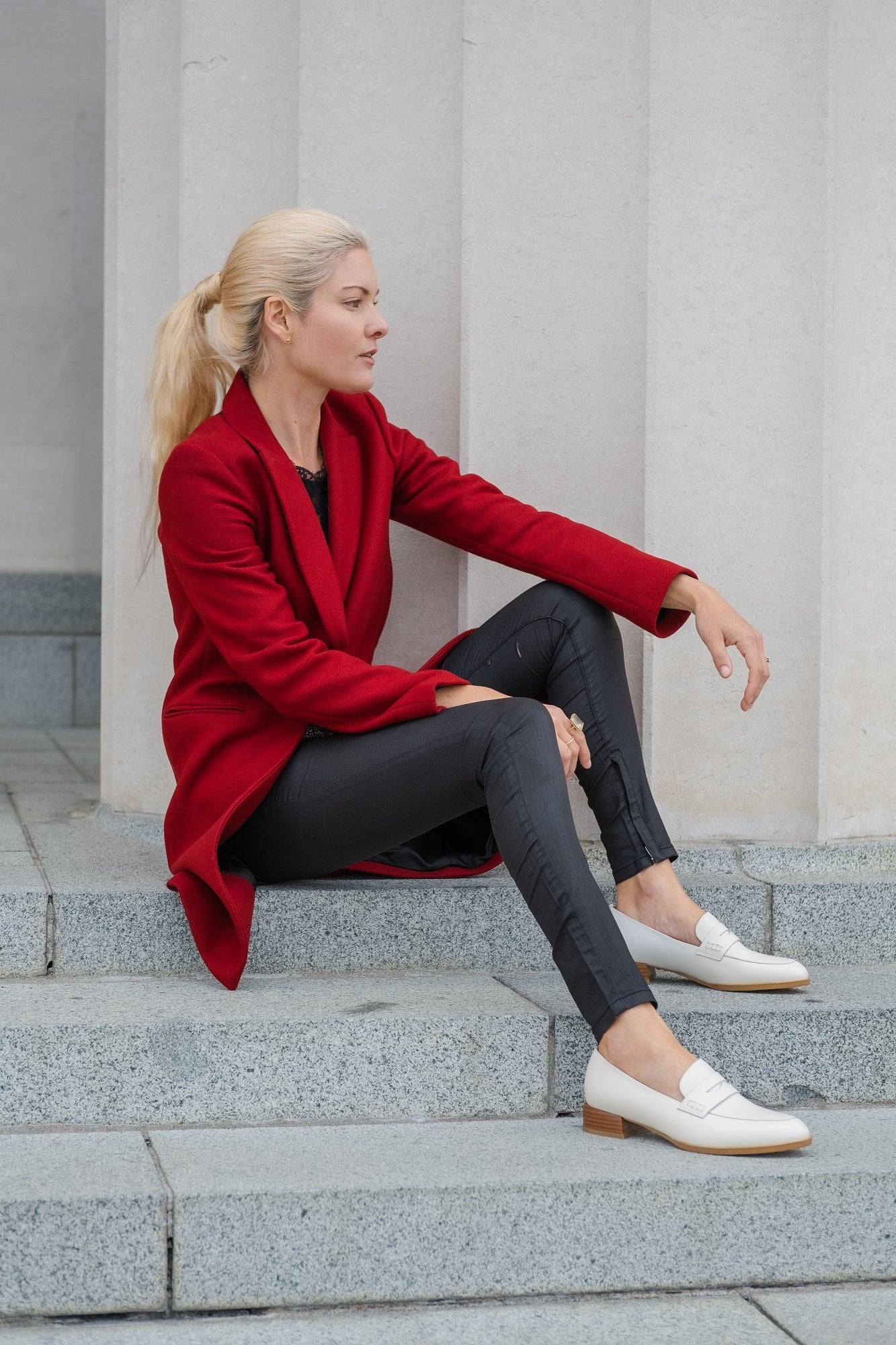 Marcel Leather Loafer Bone Flats by Sole Shoes NZ F24-36