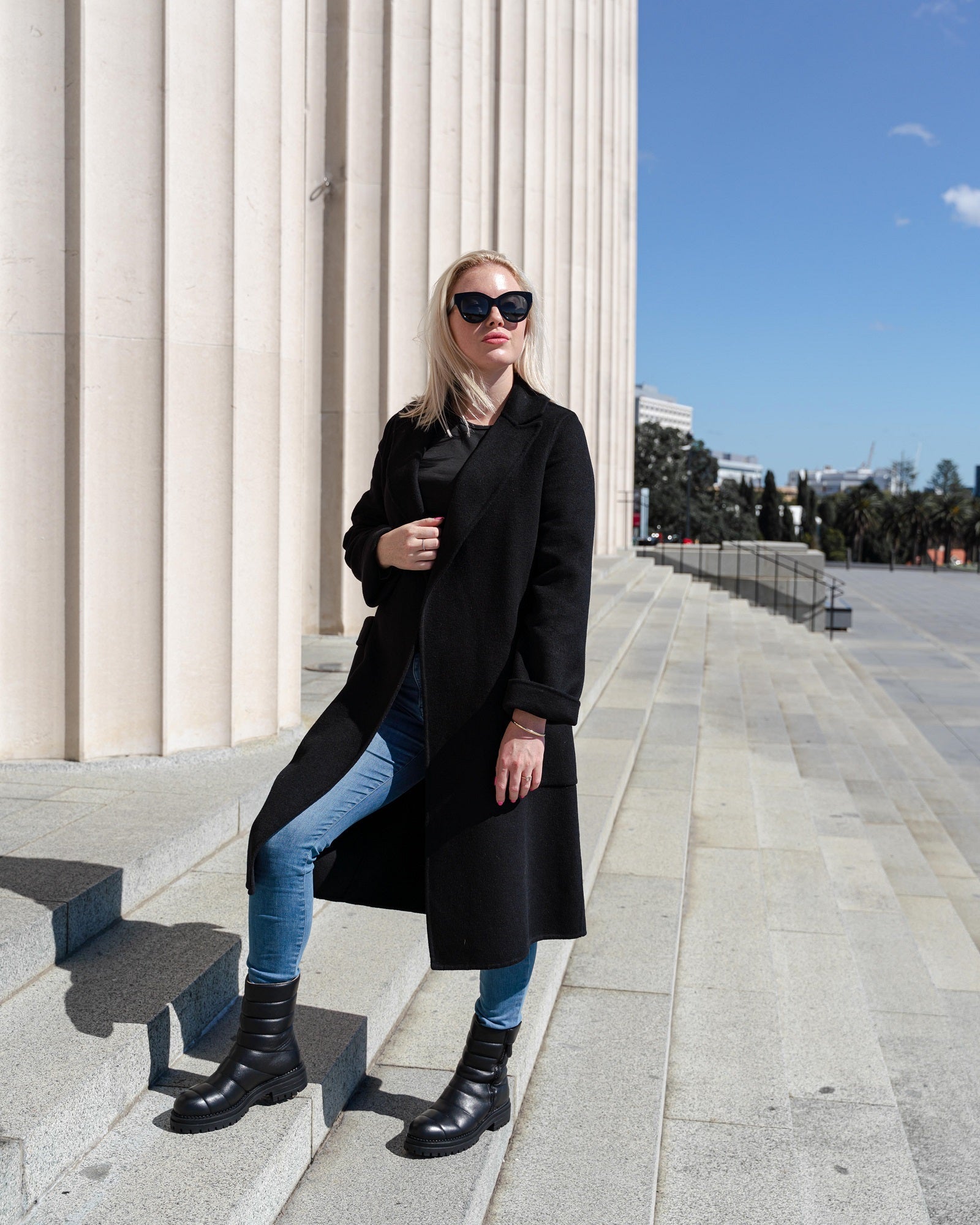 Olivia Combat Boot Black Boots by Sole Shoes NZ AB15-36