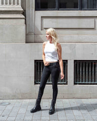 Olivia Combat Boot Black Boots by Sole Shoes NZ AB15-36