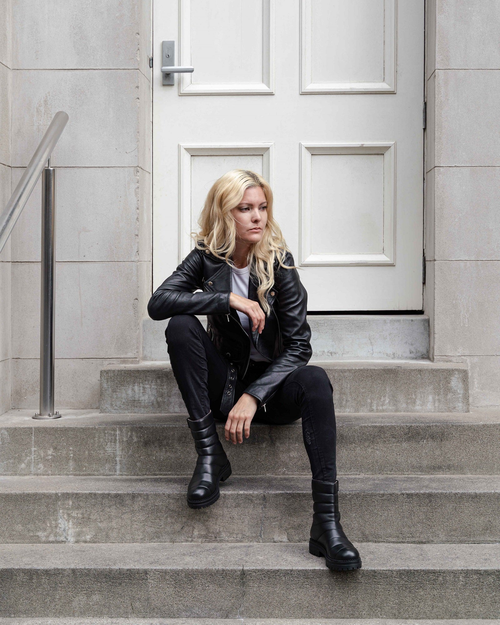 Olivia Combat Boot Black Boots by Sole Shoes NZ AB15-36