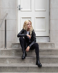 Olivia Combat Boot Black Boots by Sole Shoes NZ AB15-36