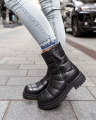Olivia Combat Boot Black Boots by Sole Shoes NZ AB15-36