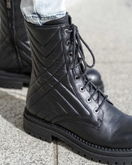 Riley Combat Boot Black Boots by Sole Shoes NZ AB13-36