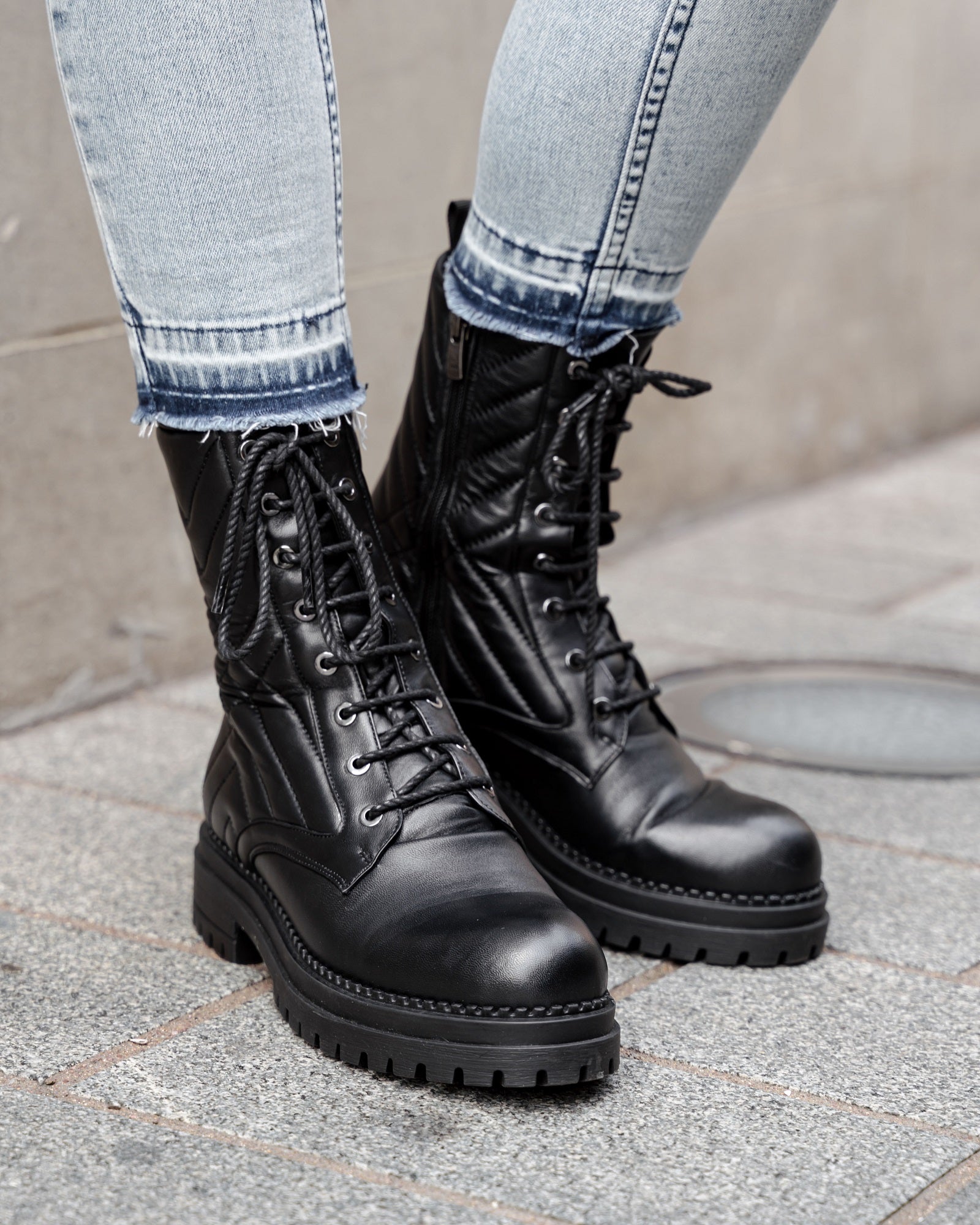 Riley Combat Boot Black Boots by Sole Shoes NZ AB13-36