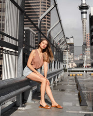 SAMPLE Dawn flat Sandal Tan by Sole Shoes NZ SAMPLE