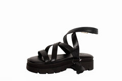 Sofia Sandal Black Flats by Sole Shoes NZ F28B-36