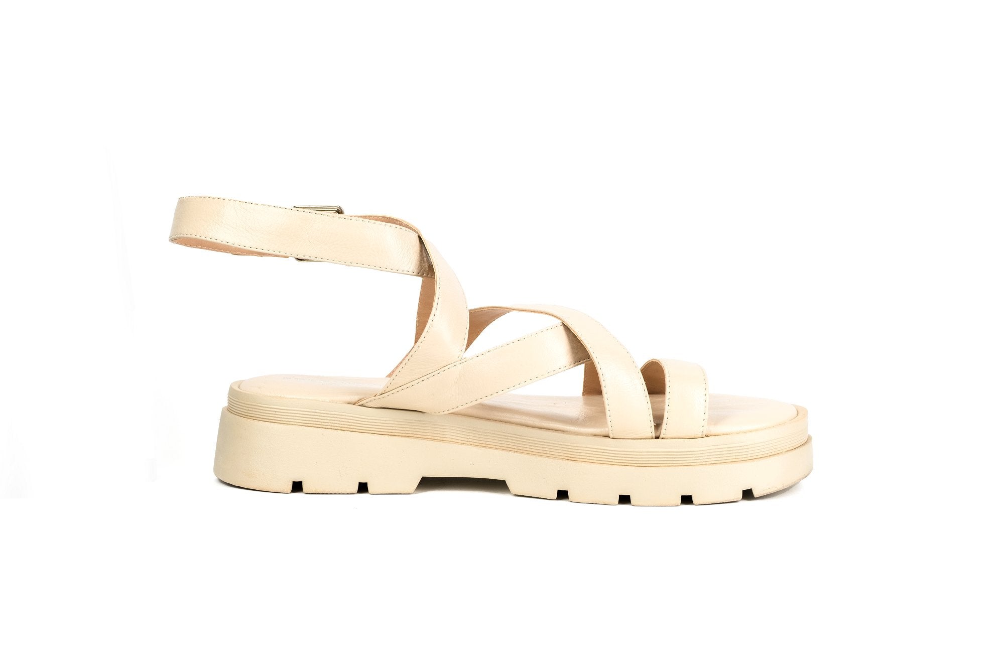 Sofia Sandal Cream Flats by Sole Shoes NZ F28C-36