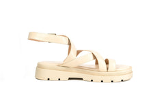 Sofia Sandal Cream Flats by Sole Shoes NZ F28C-36