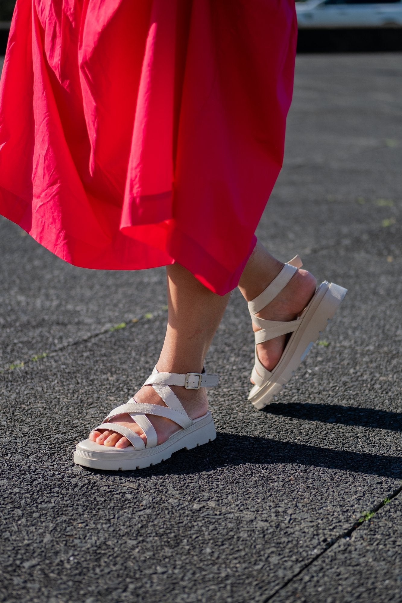 Sofia Sandal Cream Flats by Sole Shoes NZ F28C-36