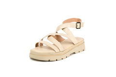 Sofia Sandal Cream Flats by Sole Shoes NZ F28C-36