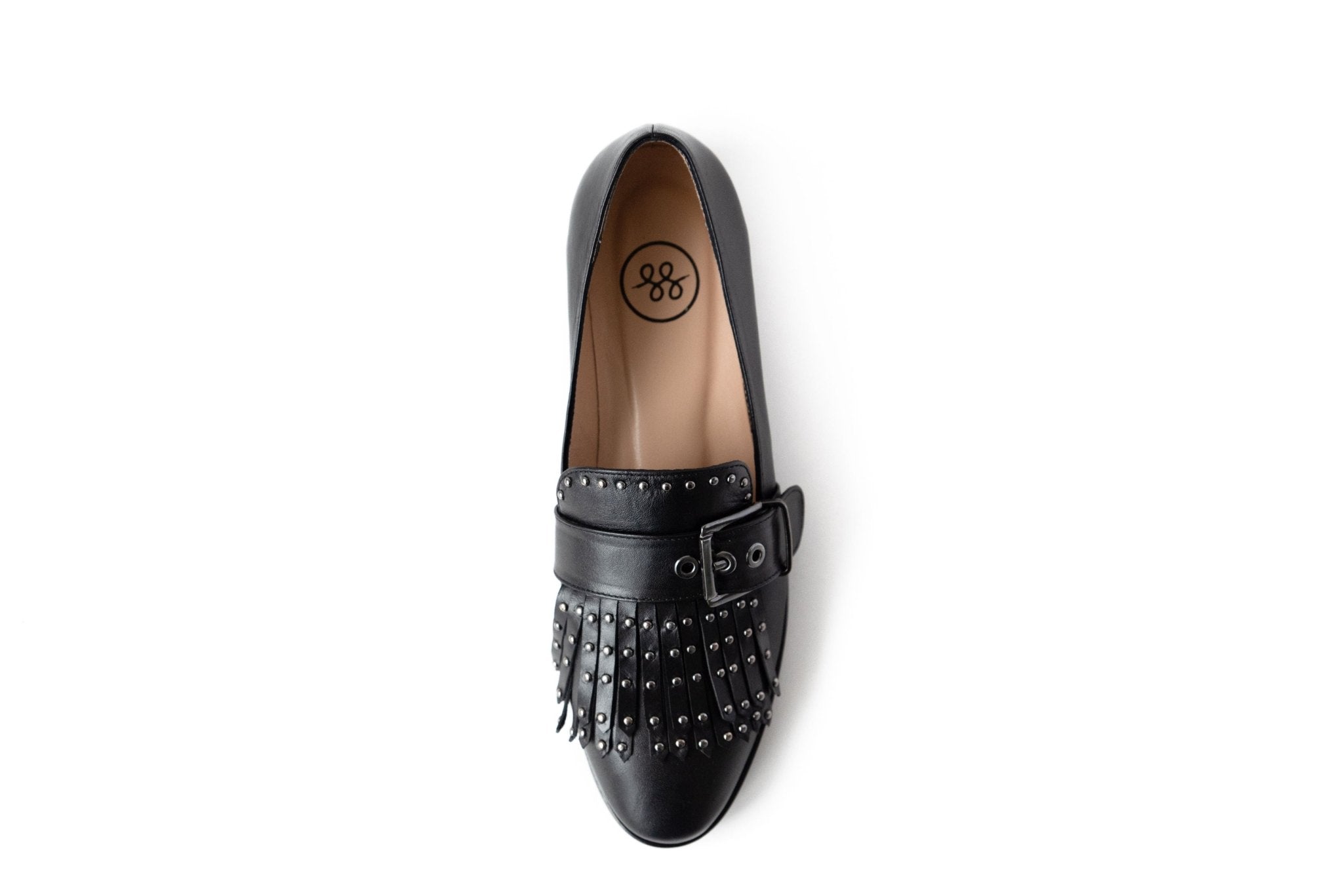 Stud Loafer Black Flats by Sole Shoes NZ F10-35