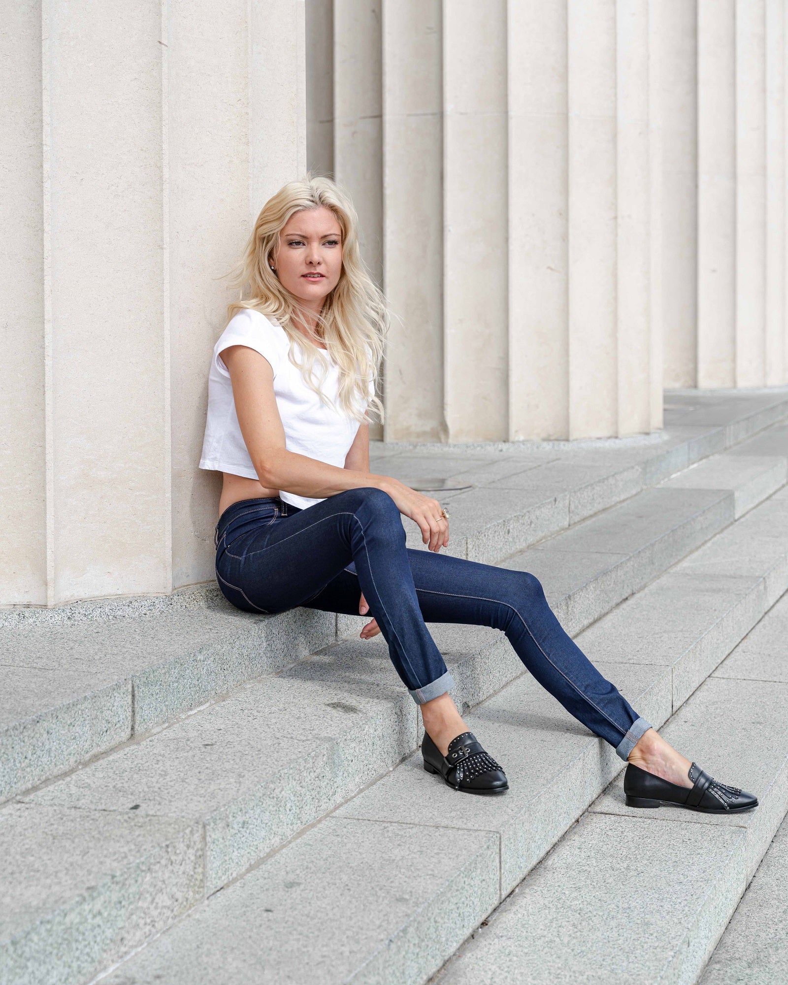 Stud Loafer Black Flats by Sole Shoes NZ F10-35