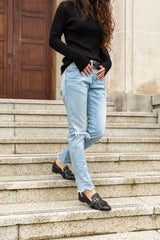 Stud Loafer Black Flats by Sole Shoes NZ F10-35