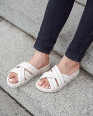 Zen Leather Slides Cream- PREORDER Flats by Sole Shoes NZ F21-36